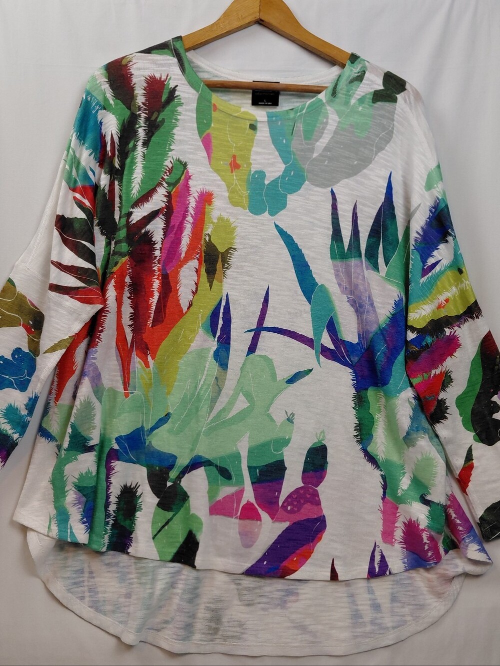 Inoah Art To Wear Tunic Top Women's Size Large Colorful Bright
